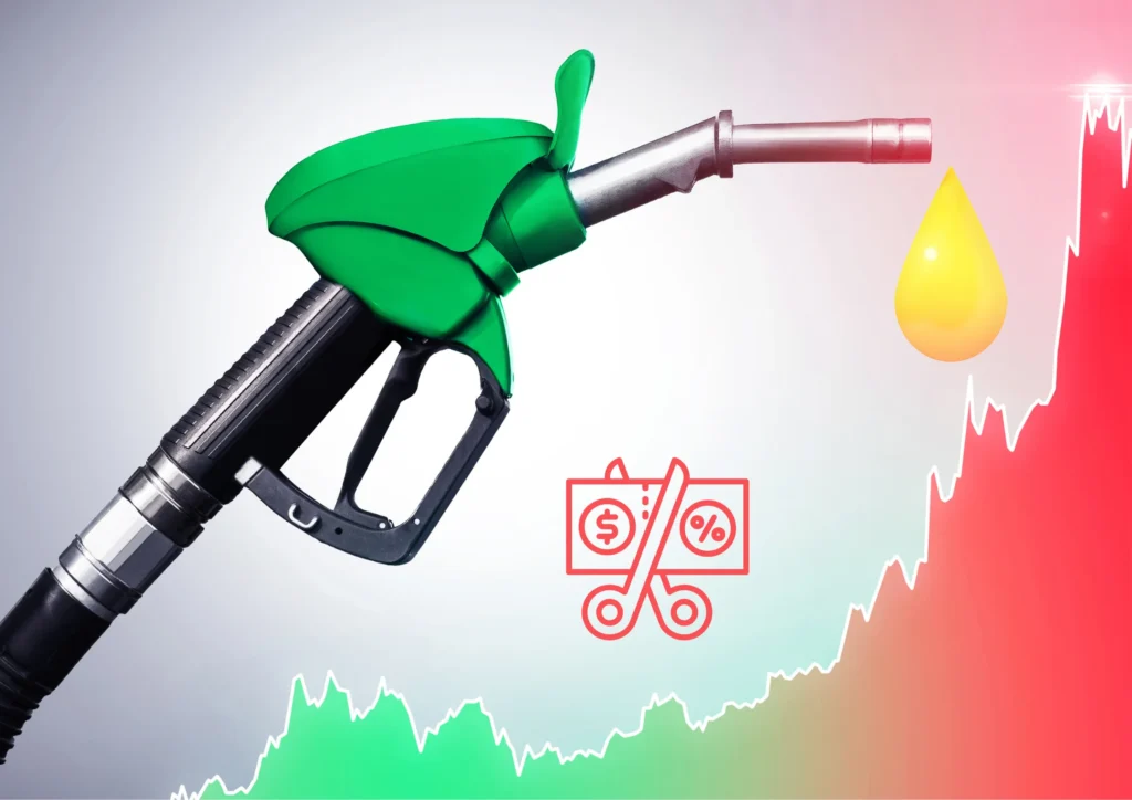 Fuel pump with rising price graph