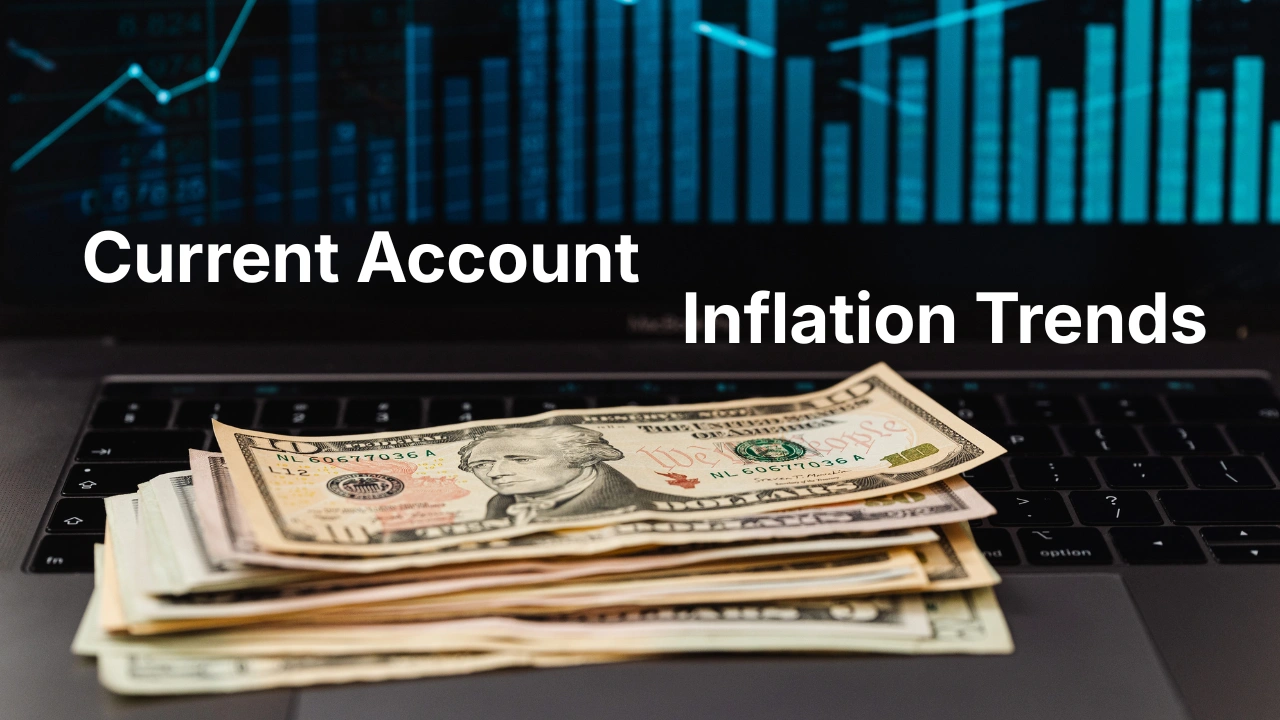Graph showing with text current account, and inflation trends