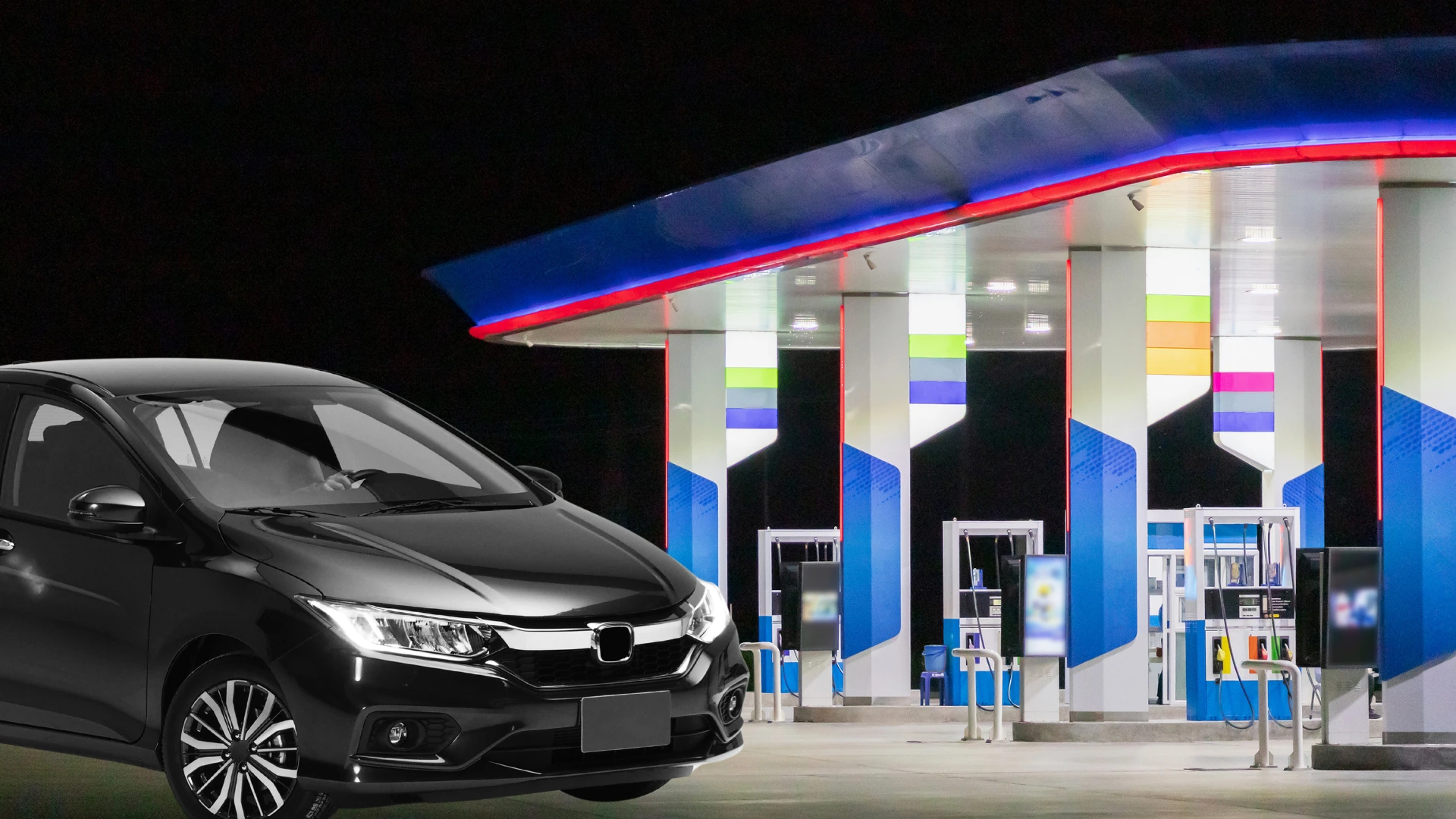 car with petrol and diesel pump