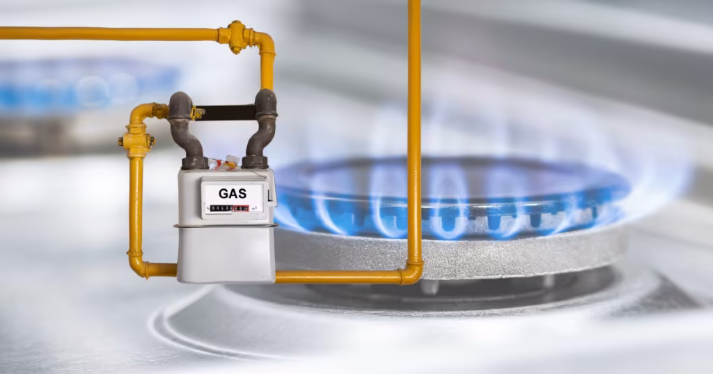 lpg gas price with meter and fire