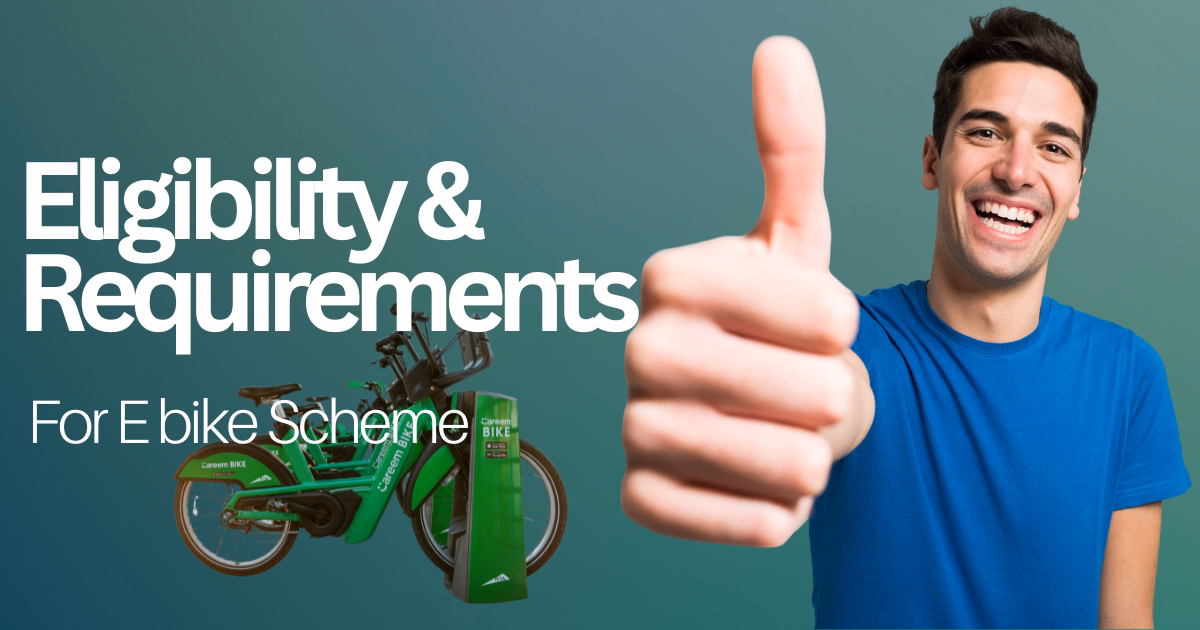 CM E- Bike Scheme 2026 Pak : Online Application & Eligibility 4 E-Bike in standard dock with a male user giving a thumbs up. Overlay text: 'Eligibility & Requirements For E bike Scheme'. Promoting eco-friendly micro-mobility in Pakistan.